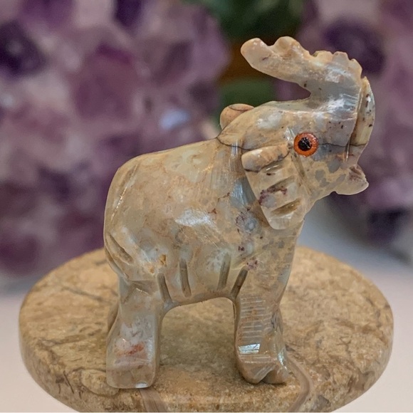 Steatite ELEPHANT Soapstone Figurine MINI Carved Crystal Animal Stone Pet 1.5” - Picture 6 of 13